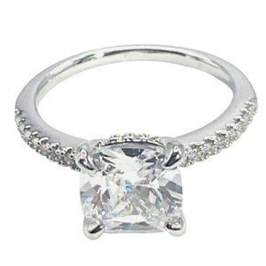 Womens Silver Plated Brass Cubic Zirconia Ring